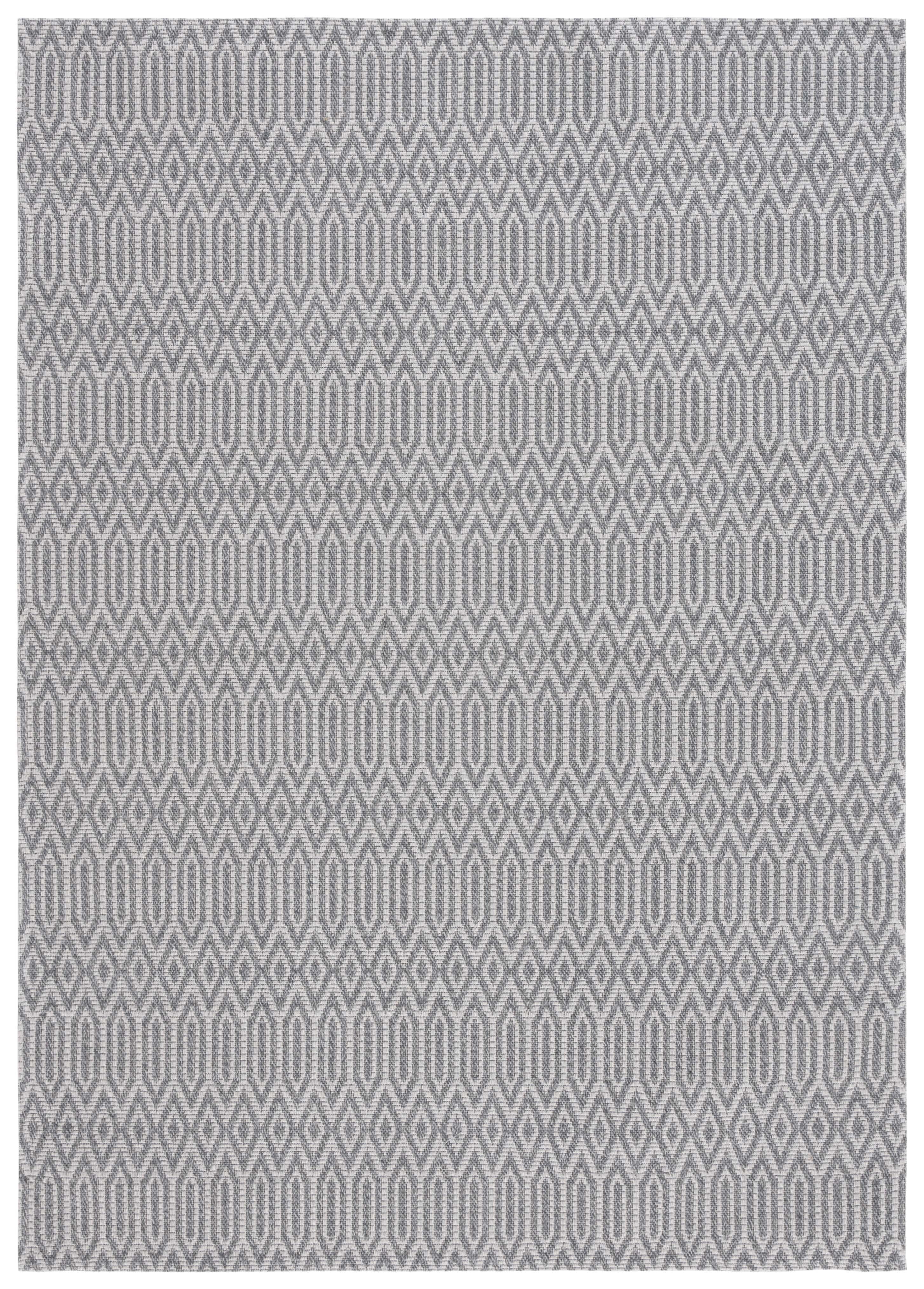 6'7" x 9' Gray Geometric Wool Braided Area Rug