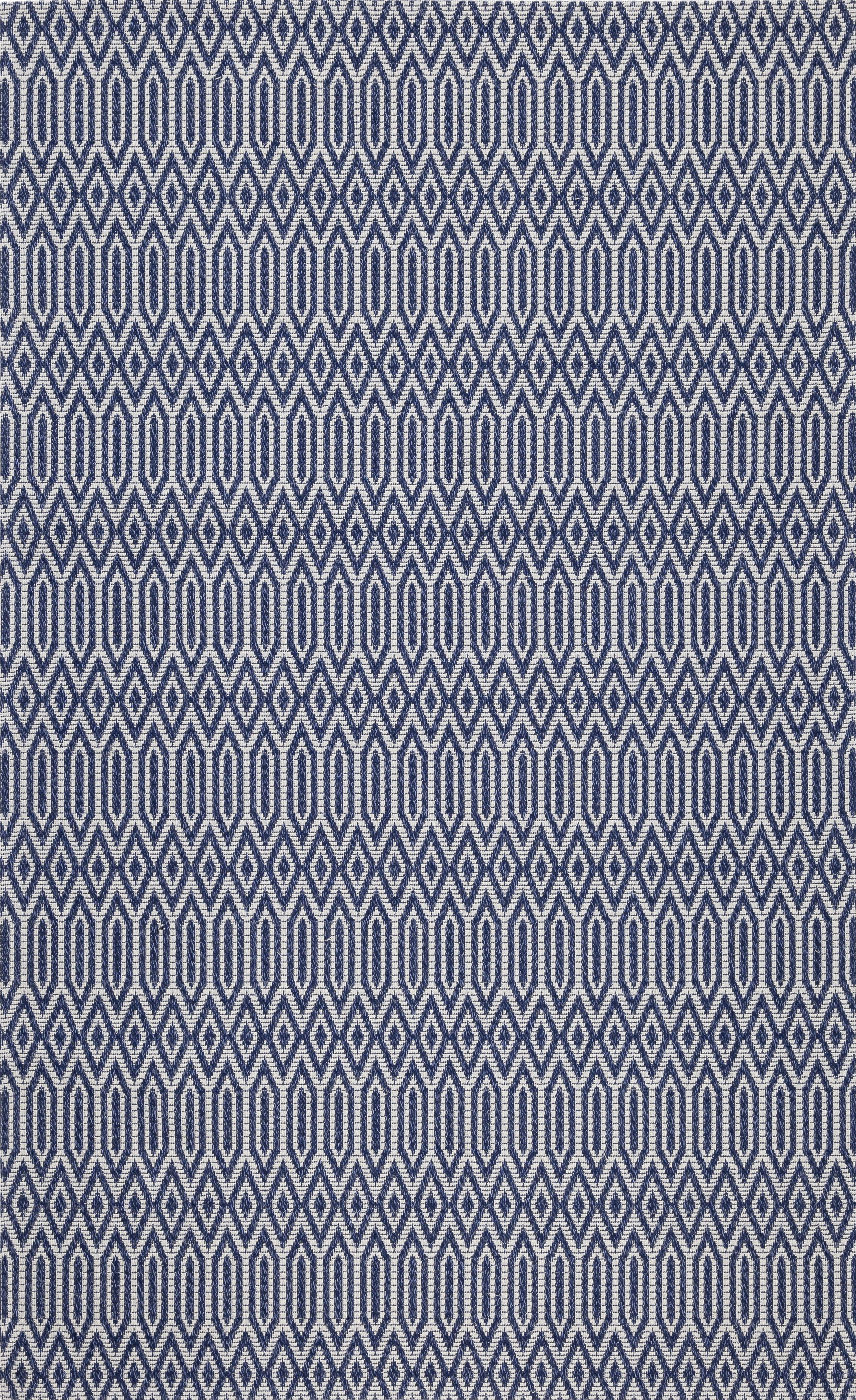 Artisan Blue and Grey Cotton Geometric Flatweave Rug, 2'4" x 3'8"