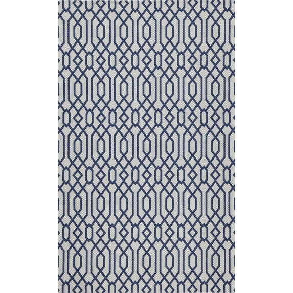 SAFAVIEH Martha Stewart Cotton Geometric Area Rug, Blue/Grey, 4' x 6'