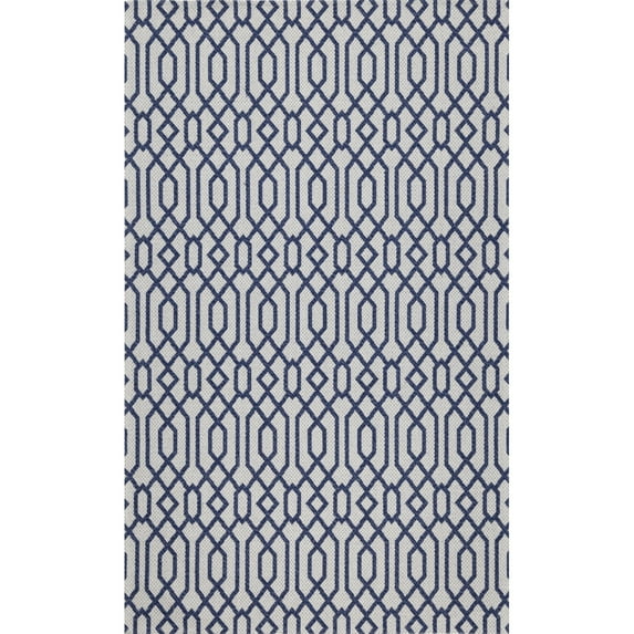 SAFAVIEH Martha Stewart Cotton Geometric Area Rug, Blue/Grey, 5' x 7'