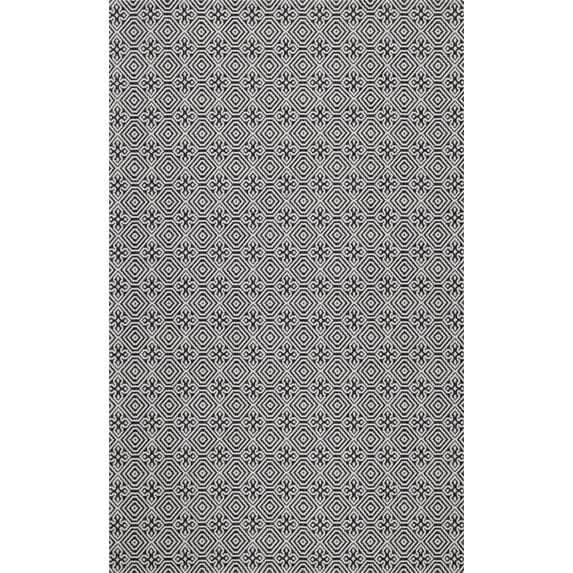 SAFAVIEH Martha Stewart Cotton Geometric Area Rug, Charcoal/Grey, 5' x 7'