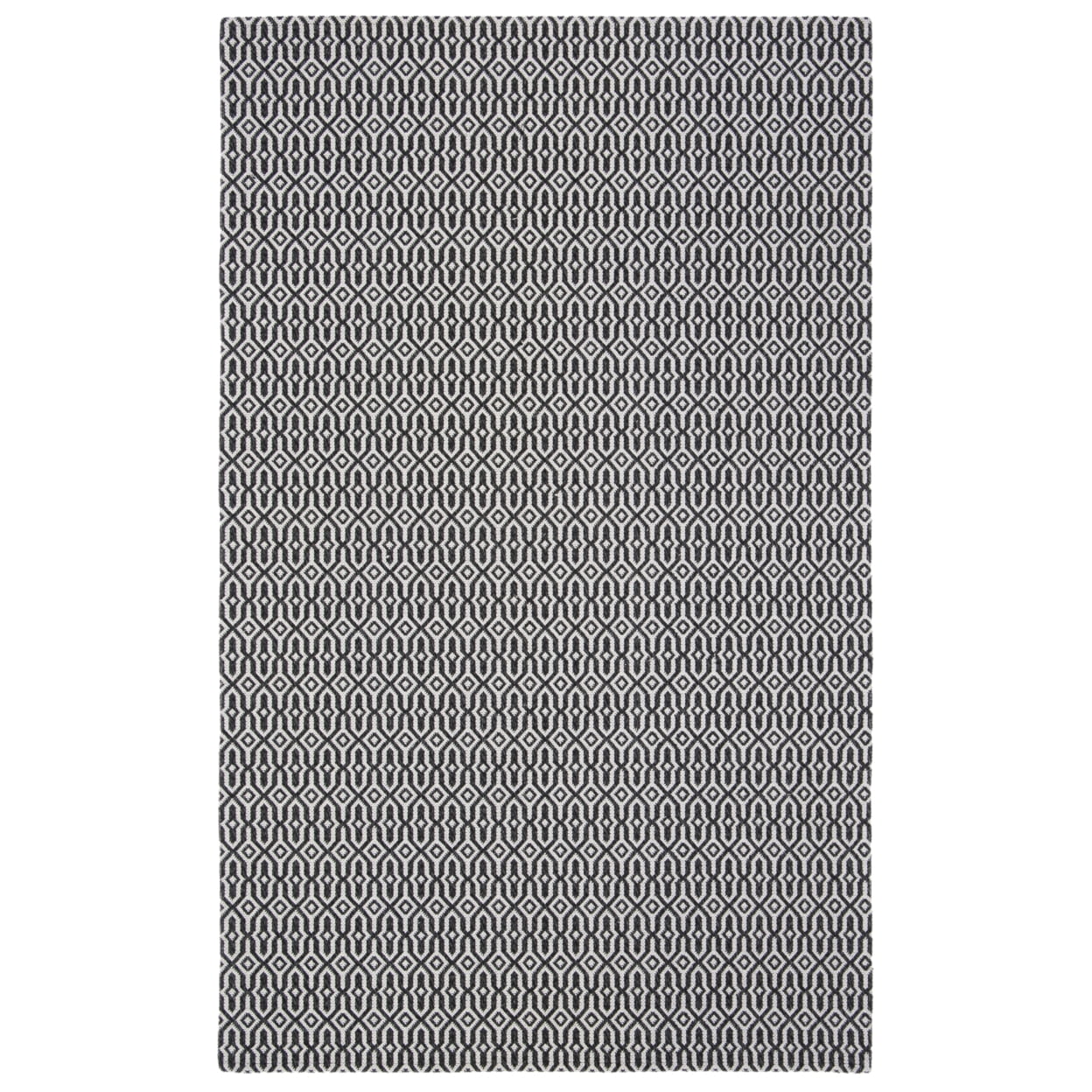Handmade Gray Wool and Cotton 5' x 7' Rectangular Rug