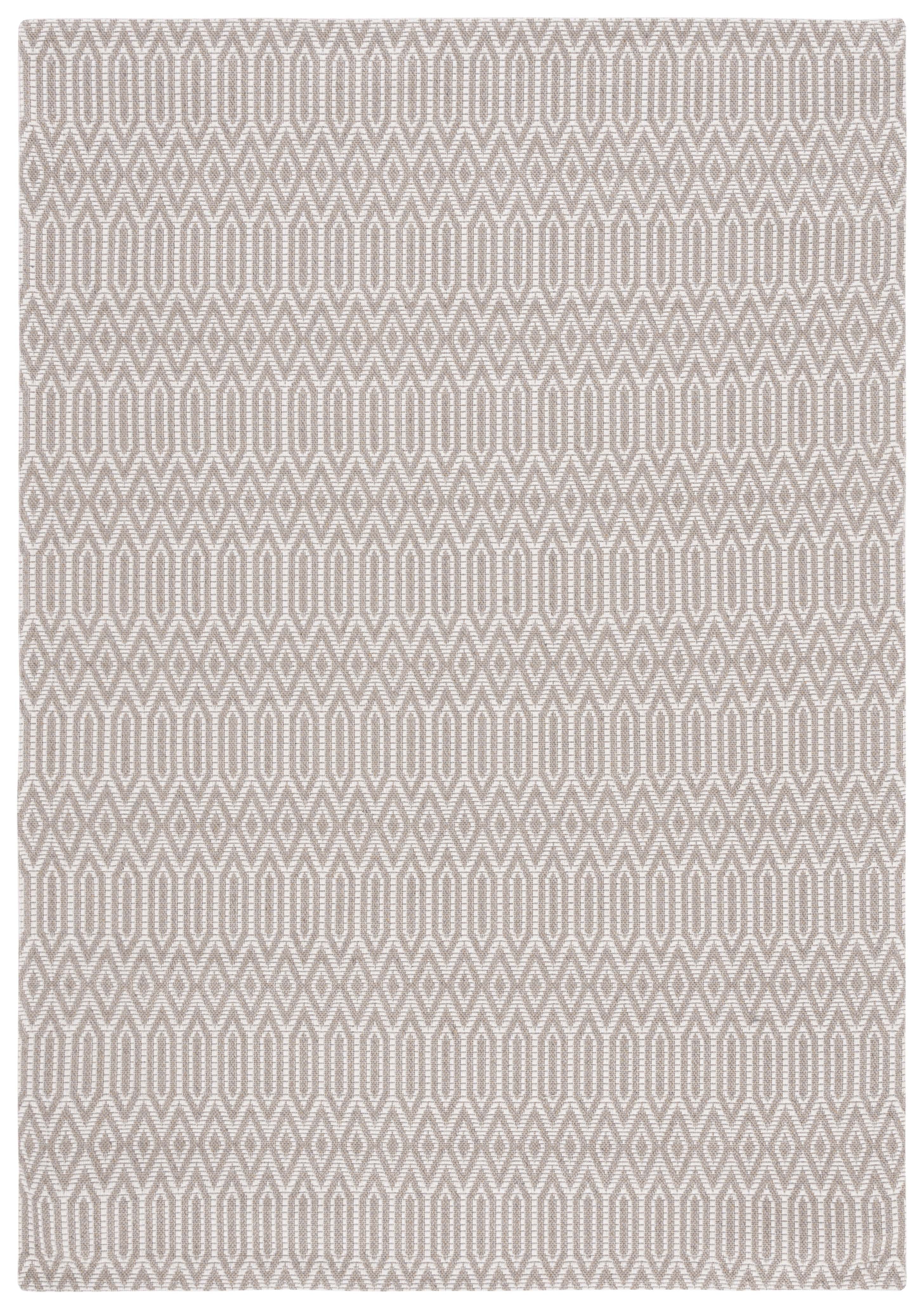 Taupe and Cream Geometric Wool 4' x 6' Area Rug