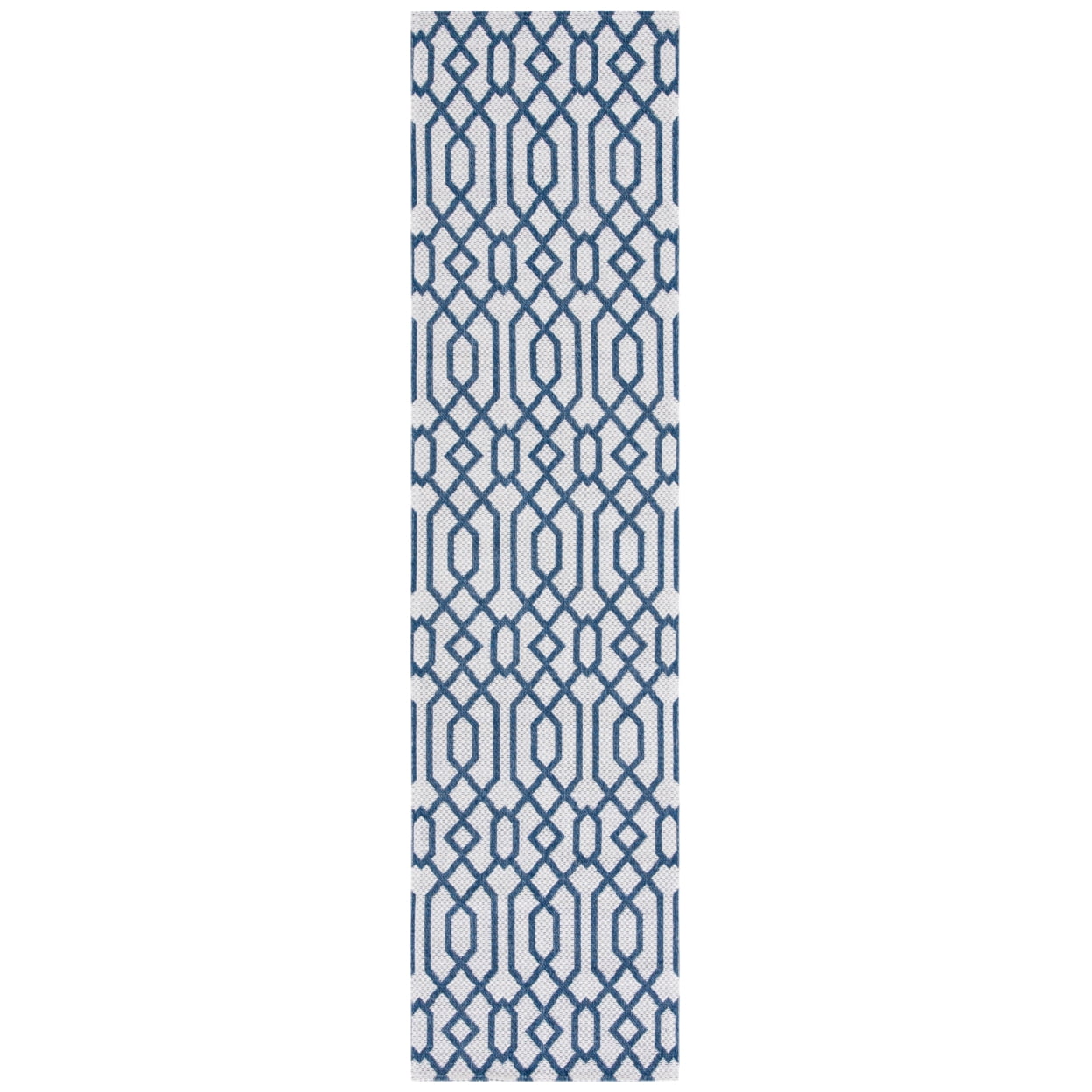 Gray and Blue Flat Woven Wool and Cotton Runner Rug, 2 x 8 ft
