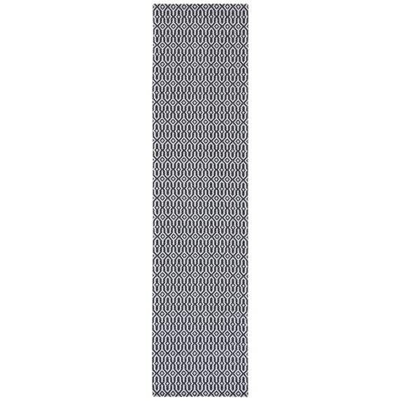 SAFAVIEH Martha Stewart Cotton Geometric Runner Rug, Charcoal/Grey, 2' x 8'