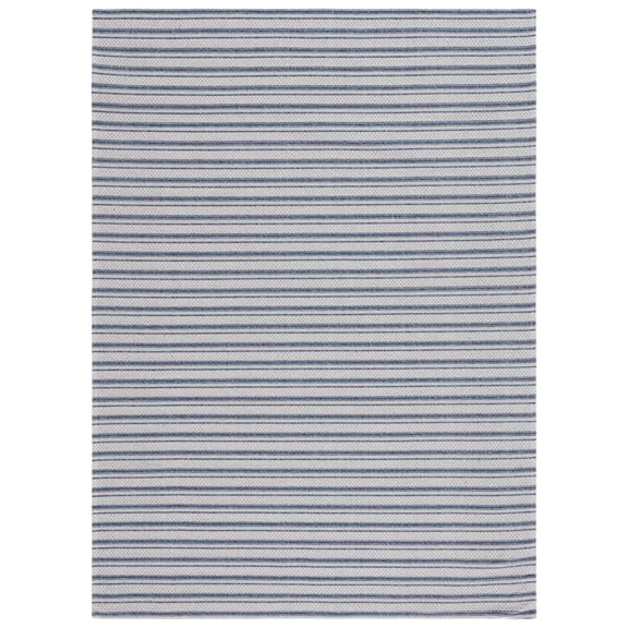 SAFAVIEH Martha Stewart Cotton Striped Area Rug, Navy/Light Grey, 5' x 7'