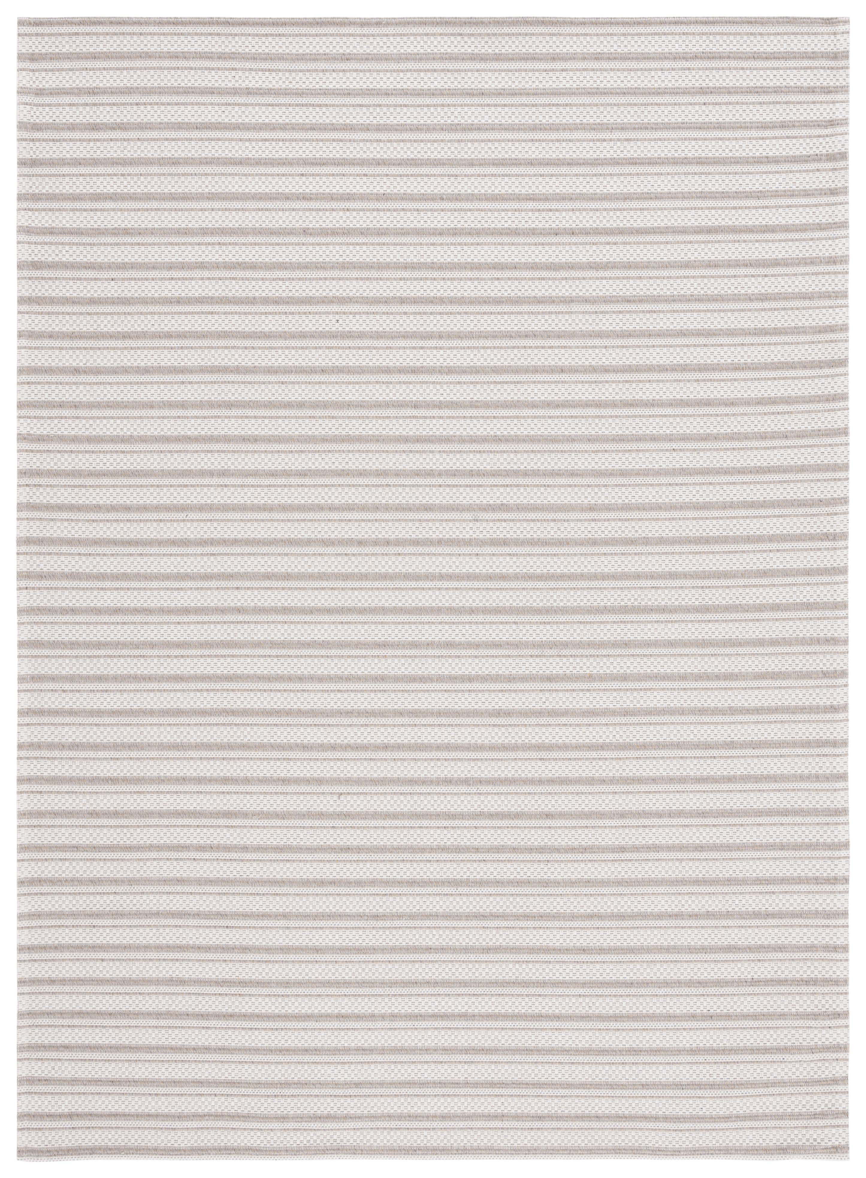 Ivory and Taupe Striped Wool 4' x 6' Area Rug