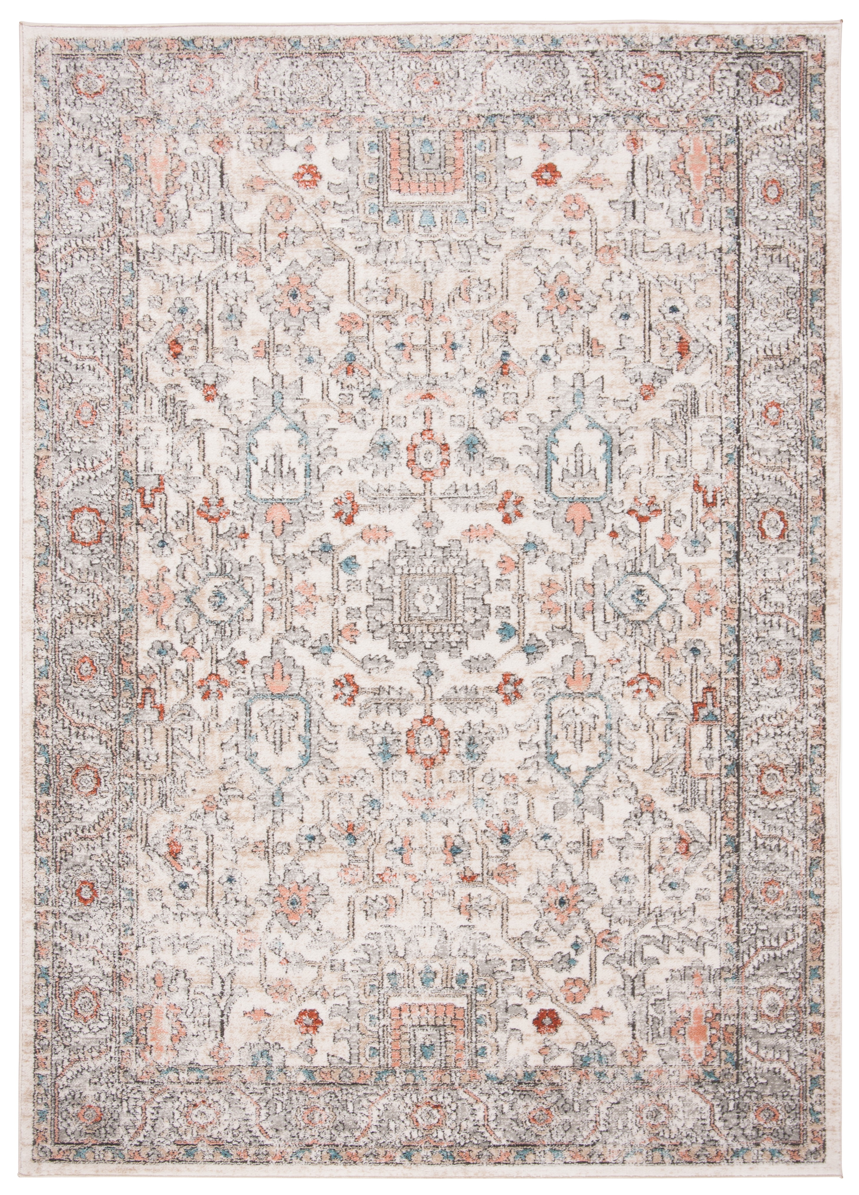 Ivory and Grey Hand-Knotted Synthetic 8' x 10' Area Rug