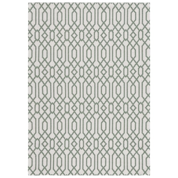 SAFAVIEH Martha Stewart Delores Geometric Cotton Area Rug, Green/Ivory, 4' x 6'