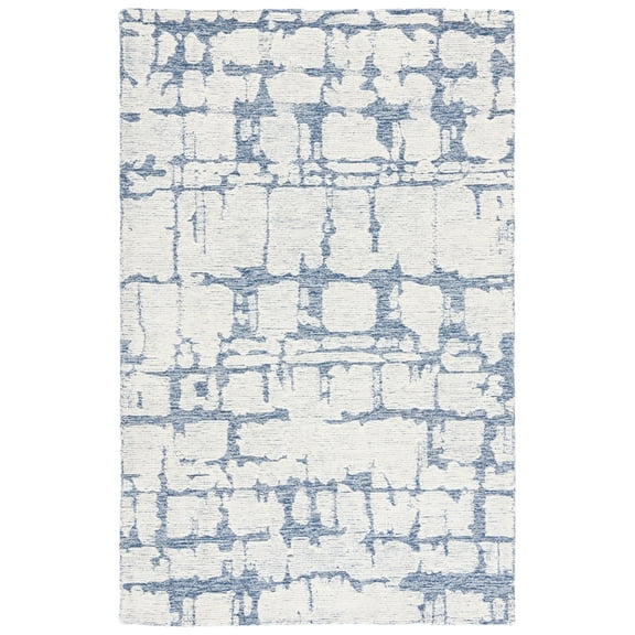 SAFAVIEH Martha Stewart Distressed Area Rug, Blue/Ivory, 5' x 8'