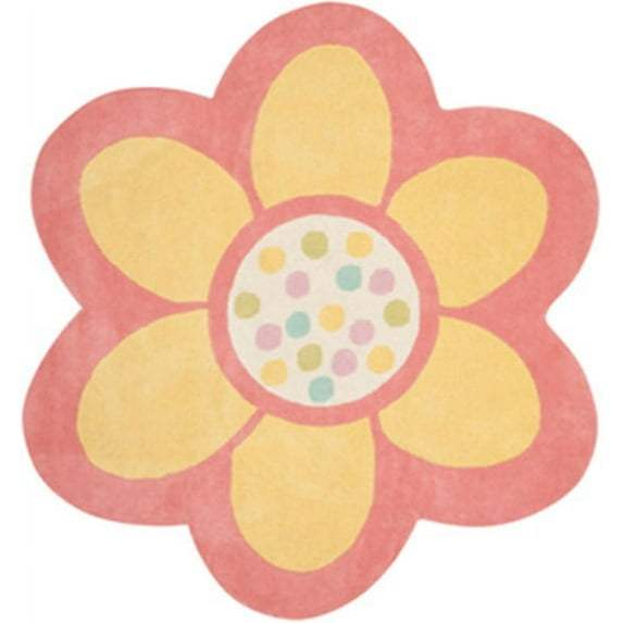 SAFAVIEH Martha Stewart Dot Daisy Floral Wool Area Rug, Egg Yolk, 5'6" x 6' Specialty