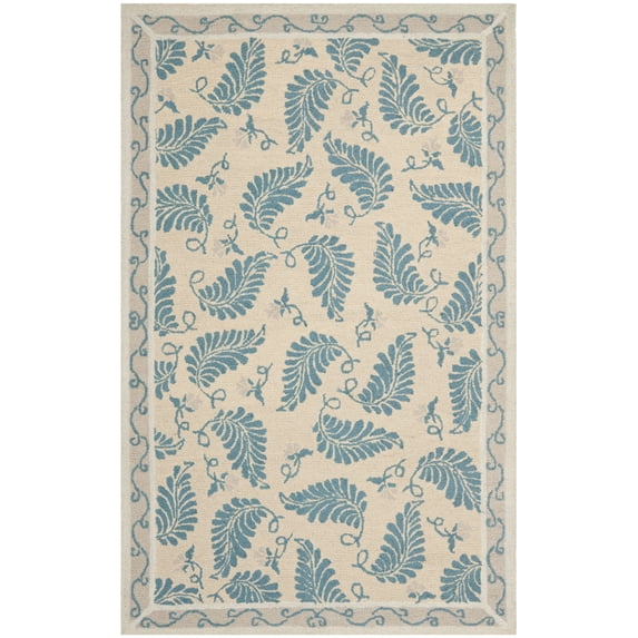 SAFAVIEH Martha Stewart Fern Frolic Floral Wool Area Rug, Plumage Blue, 9' x 12'