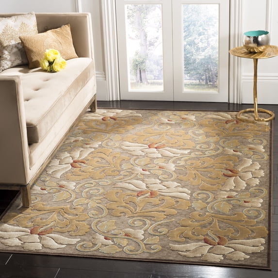 SAFAVIEH Martha Stewart Floating Dahlia Geometric Floral Area Rug, Light Brown, 8' x 11'2"