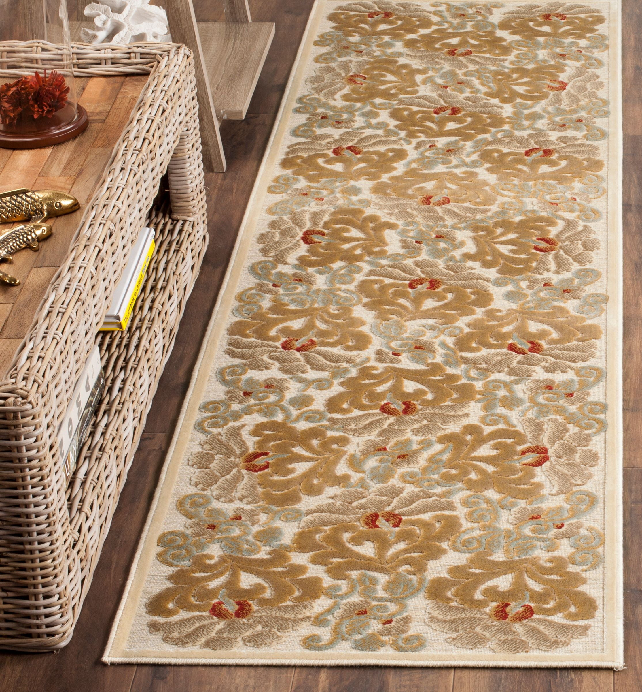 SAFAVIEH Martha Stewart Floating Dahlia Geometric Floral Runner Rug, Cream, 2'2" x 8'