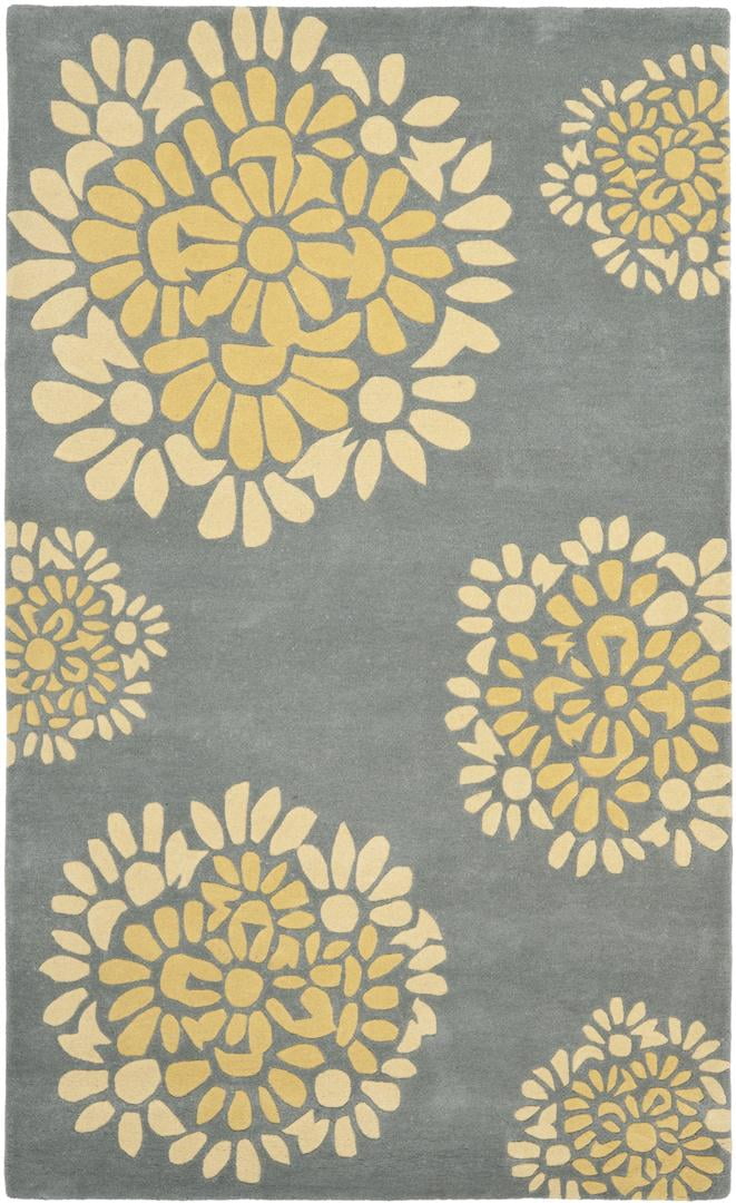 SAFAVIEH Martha Stewart Floral Circles Area Rug, Cement, 5' x 8'