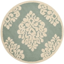 SAFAVIEH Martha Stewart Floret Damask Geometric Wool Area Rug, Arrowroot, 4' x 4' Round