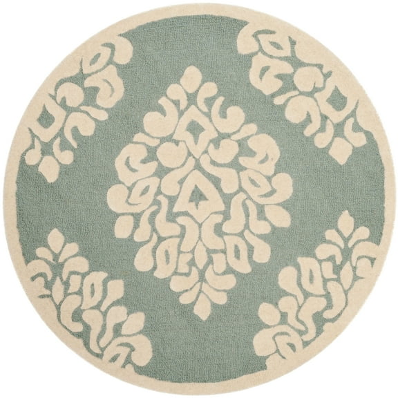 SAFAVIEH Martha Stewart Floret Damask Geometric Wool Area Rug, Arrowroot, 4' x 4' Round
