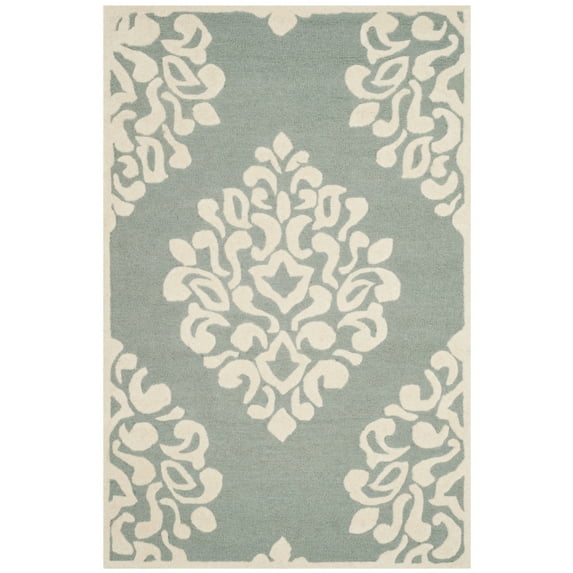 SAFAVIEH Martha Stewart Floret Damask Geometric Wool Area Rug, Arrowroot, 4' x 6'