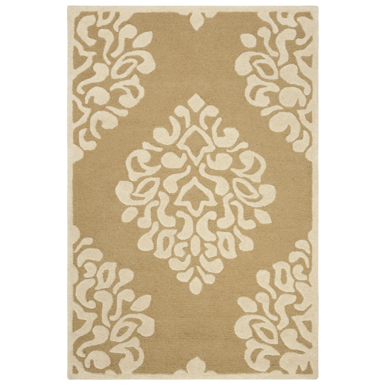 Ivory Tufted Wool Handmade Reversible Rectangular Rug 4' x 6'
