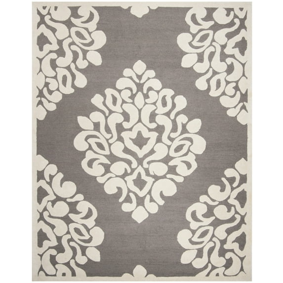 SAFAVIEH Martha Stewart Floret Damask Geometric Wool Area Rug, Mushroom, 8' x 10'