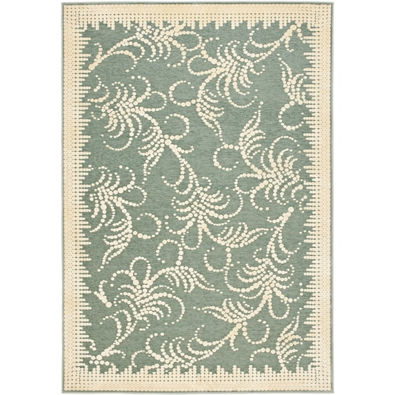 SAFAVIEH Martha Stewart Fountain Swirl Floral Area Rug, Blue, 5'3" x 7'6"