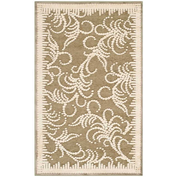 SAFAVIEH Martha Stewart Fountain Swirl Floral Area Rug, Green/Ivory, 2'7" x 4'