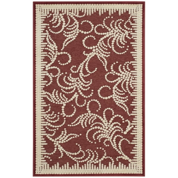 SAFAVIEH Martha Stewart Fountain Swirl Floral Area Rug, Red/Ivory, 2'7" x 4'