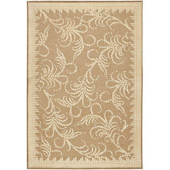 SAFAVIEH Martha Stewart Fountain Swirl Floral Area Rug, Taupe, 5'3" x 7'6"