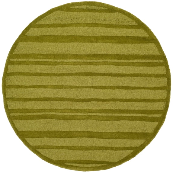 SAFAVIEH Martha Stewart Freehand Stripe Wool Area Rug, Mossy Rock, 8' x 8' Round