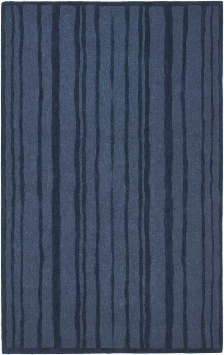 Handmade Blue Wool Tufted Round Stripe Rug 8' x 10'