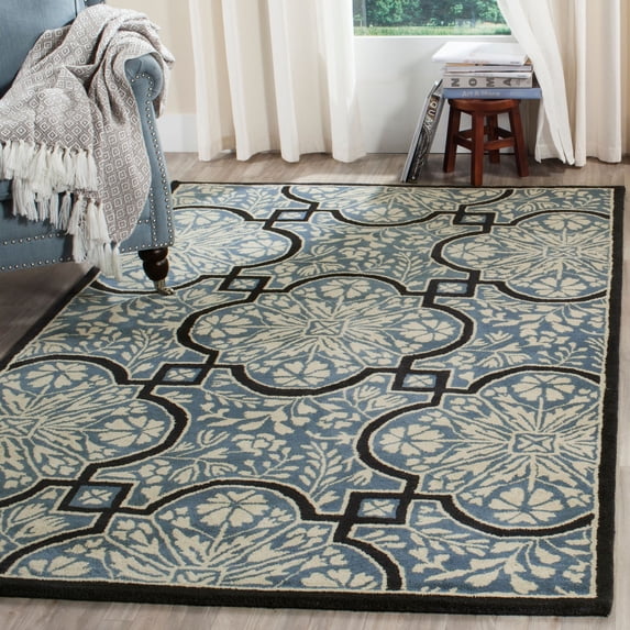 SAFAVIEH Martha Stewart French Painted Avignon Geometric Wool Area Rug, Kerry Blue, 5'x8'