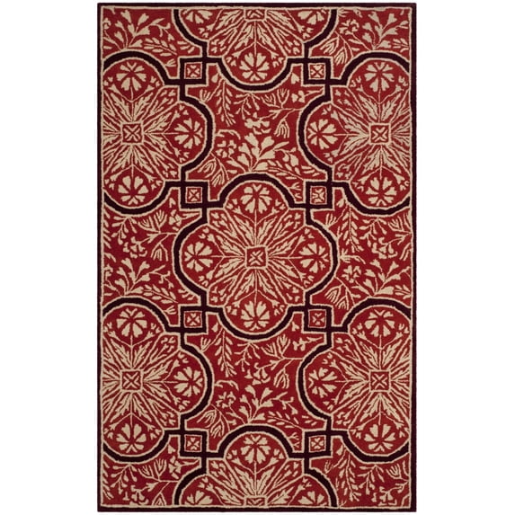 SAFAVIEH Martha Stewart French Painted Avignon Geometric Wool Area Rug, Vermillion, 9'x12'