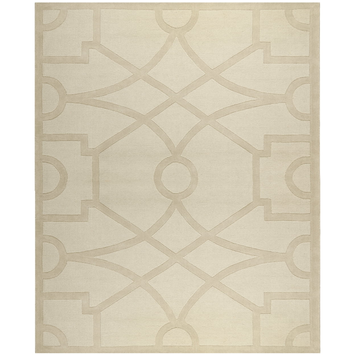 SAFAVIEH Martha Stewart Fretwork Geometric Wool Area Rug, Buckwheat Flour, 9' x 12'