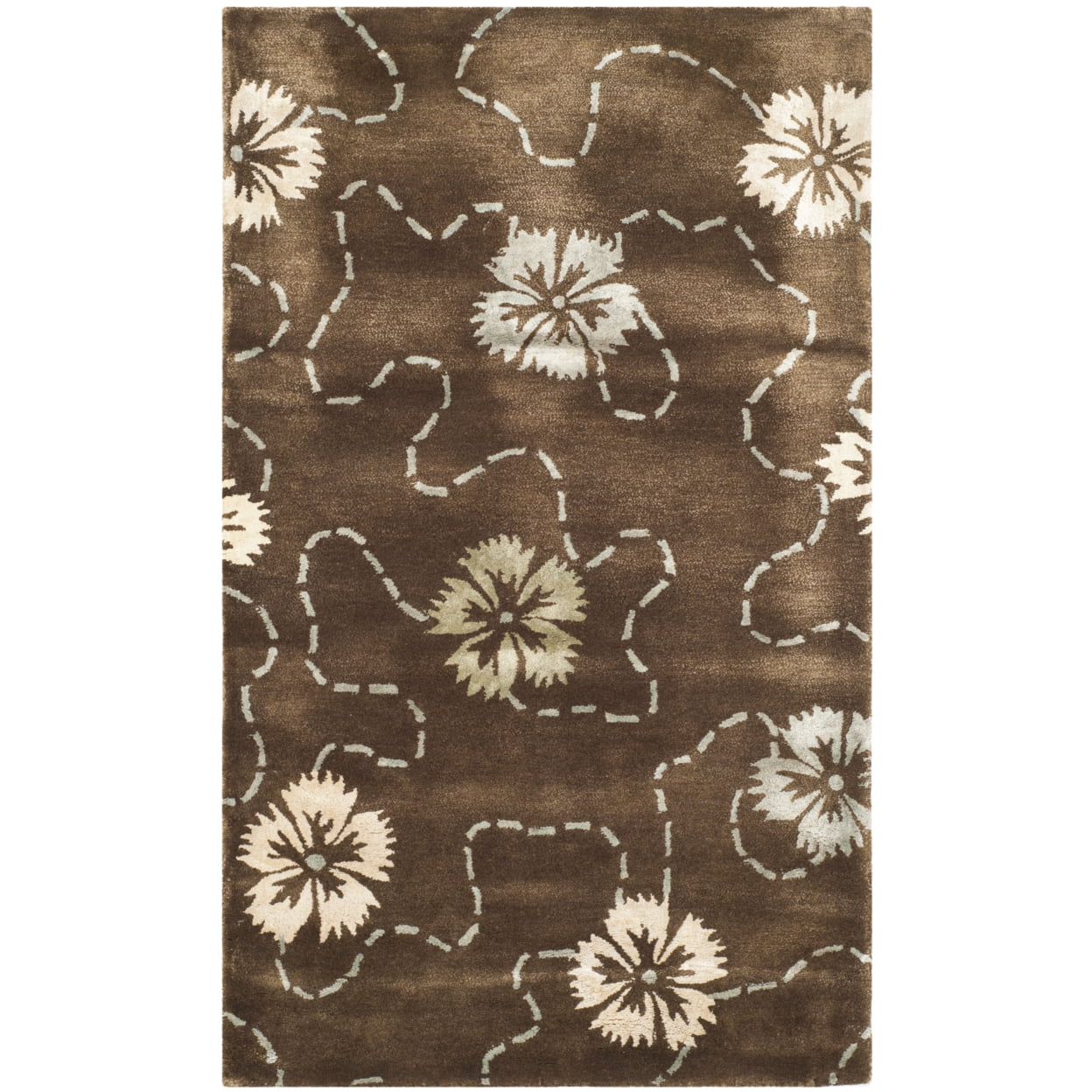 SAFAVIEH Martha Stewart Garland Blush Floral Area Rug, Mocha, 3'9" x 5'9"