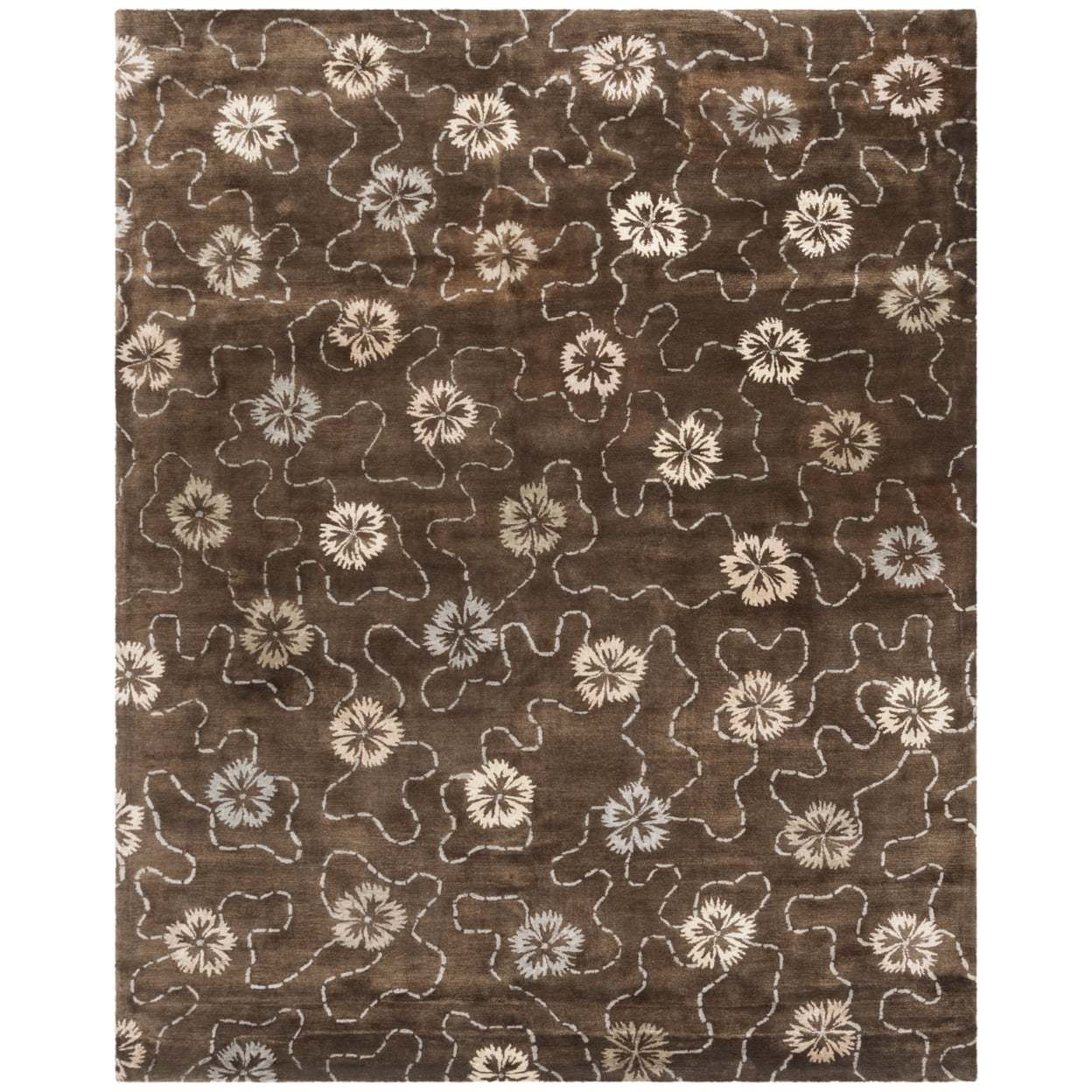 SAFAVIEH Martha Stewart Garland Blush Floral Area Rug, Mocha, 7'9" x 9'9"