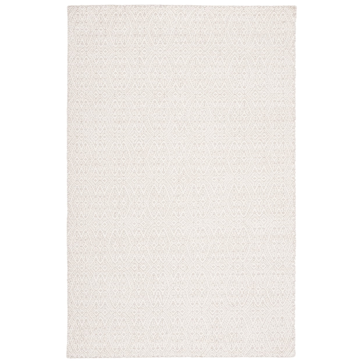 Ivory Hand-Knotted Wool Rectangular Area Rug, 5' x 8'