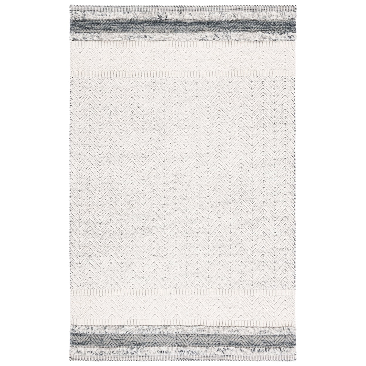Ivory Hand-Tufted Wool and Synthetic 9' x 12' Rectangular Rug