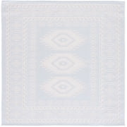 SAFAVIEH Martha Stewart Geometric Indoor/Outdoor Area Rug, Aqua/Blue Ivory, 6'7" x 6'7" Square