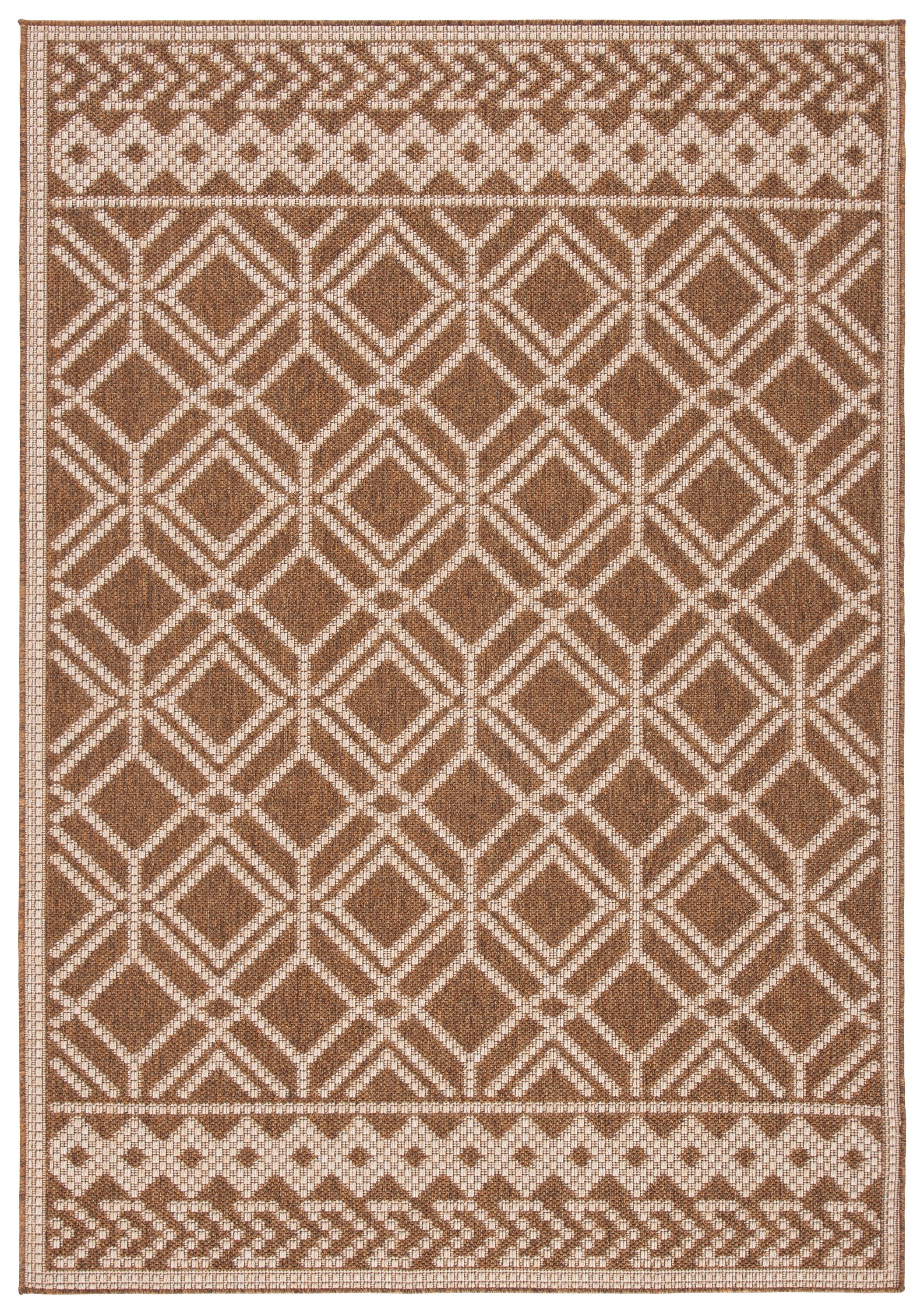 Camel Beige Geometric Hand-knotted Indoor Outdoor Rug