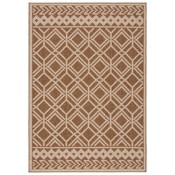 SAFAVIEH Martha Stewart Geometric Indoor/Outdoor Area Rug, Camel/Beige, 4'5" x 6'5"