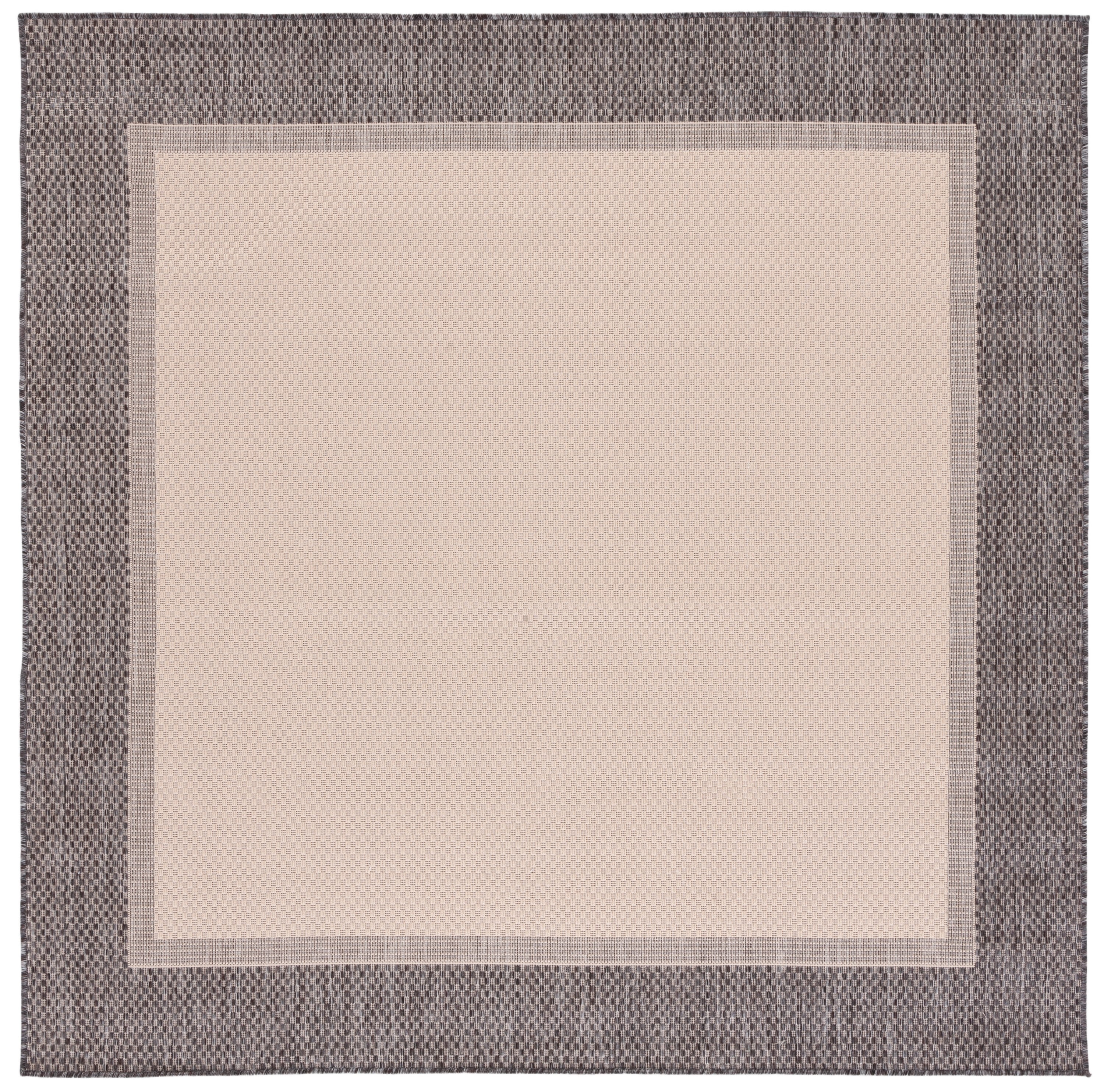 Ivory and Camel Square Synthetic Indoor/Outdoor Rug