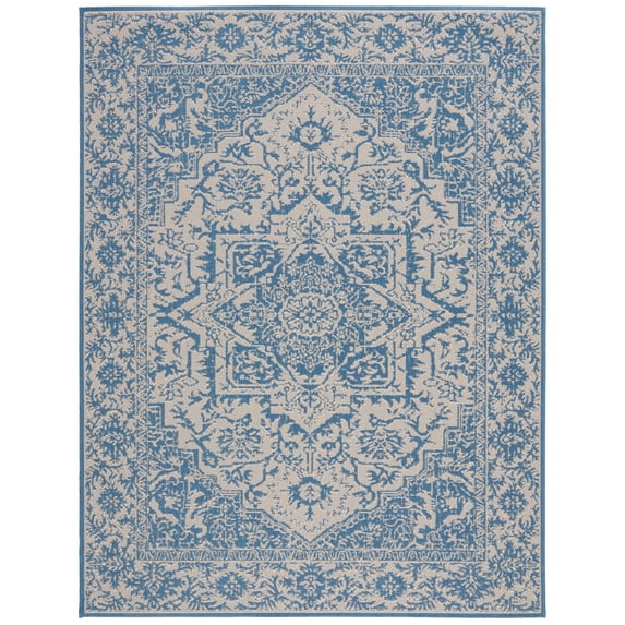 SAFAVIEH Martha Stewart Geometric Indoor/Outdoor Area Rug, Cream/Blue, 6'7" x 9'