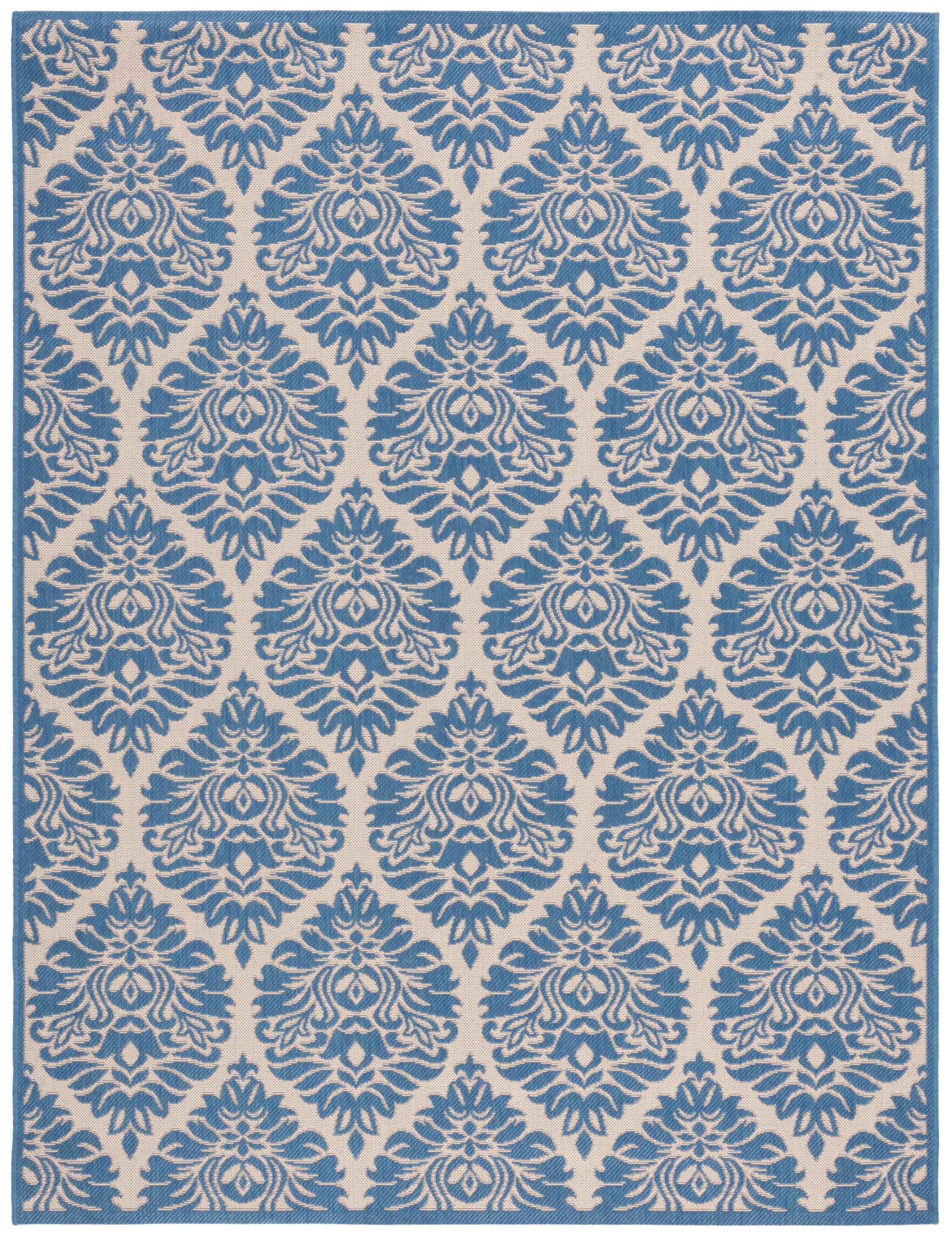 SAFAVIEH Martha Stewart Geometric Indoor/Outdoor Area Rug, Cream/Blue, 6'7" x 9'