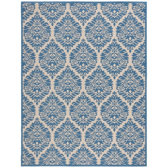 SAFAVIEH Martha Stewart Geometric Indoor/Outdoor Area Rug, Cream/Blue, 6'7" x 9'