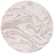 SAFAVIEH Martha Stewart Geometric Indoor/Outdoor Area Rug, Ivory/Beige, 6'7" x 6'7" Round