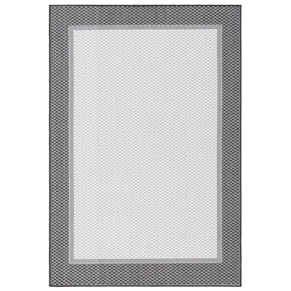 SAFAVIEH Martha Stewart Geometric Indoor/Outdoor Area Rug, Ivory/Charcoal, 4'5" x 6'5"