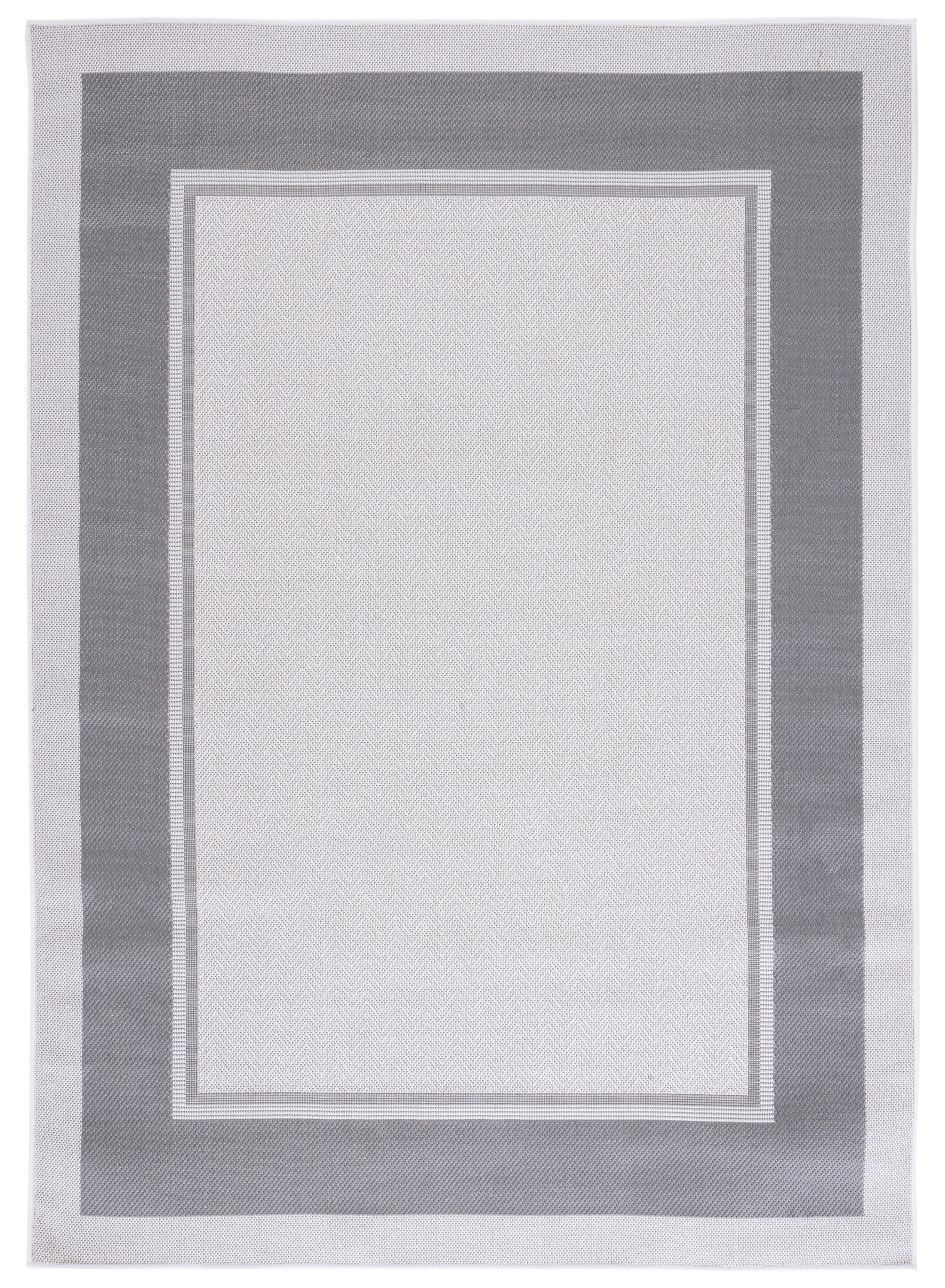 Ivory and Grey Rectangular Hand-knotted Synthetic Area Rug