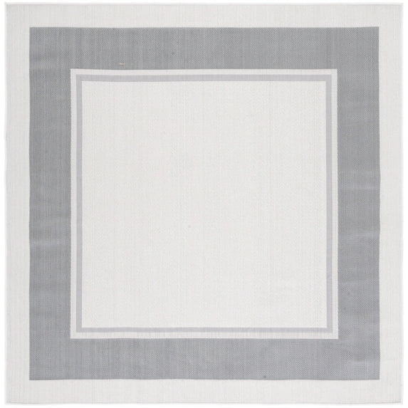 SAFAVIEH Martha Stewart Geometric Indoor/Outdoor Area Rug, Ivory/Grey, 6'7" x 6'7" Square