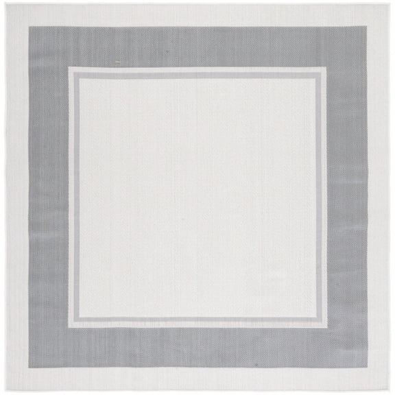 SAFAVIEH Martha Stewart Geometric Indoor/Outdoor Area Rug, Ivory/Grey, 6'7" x 6'7" Square