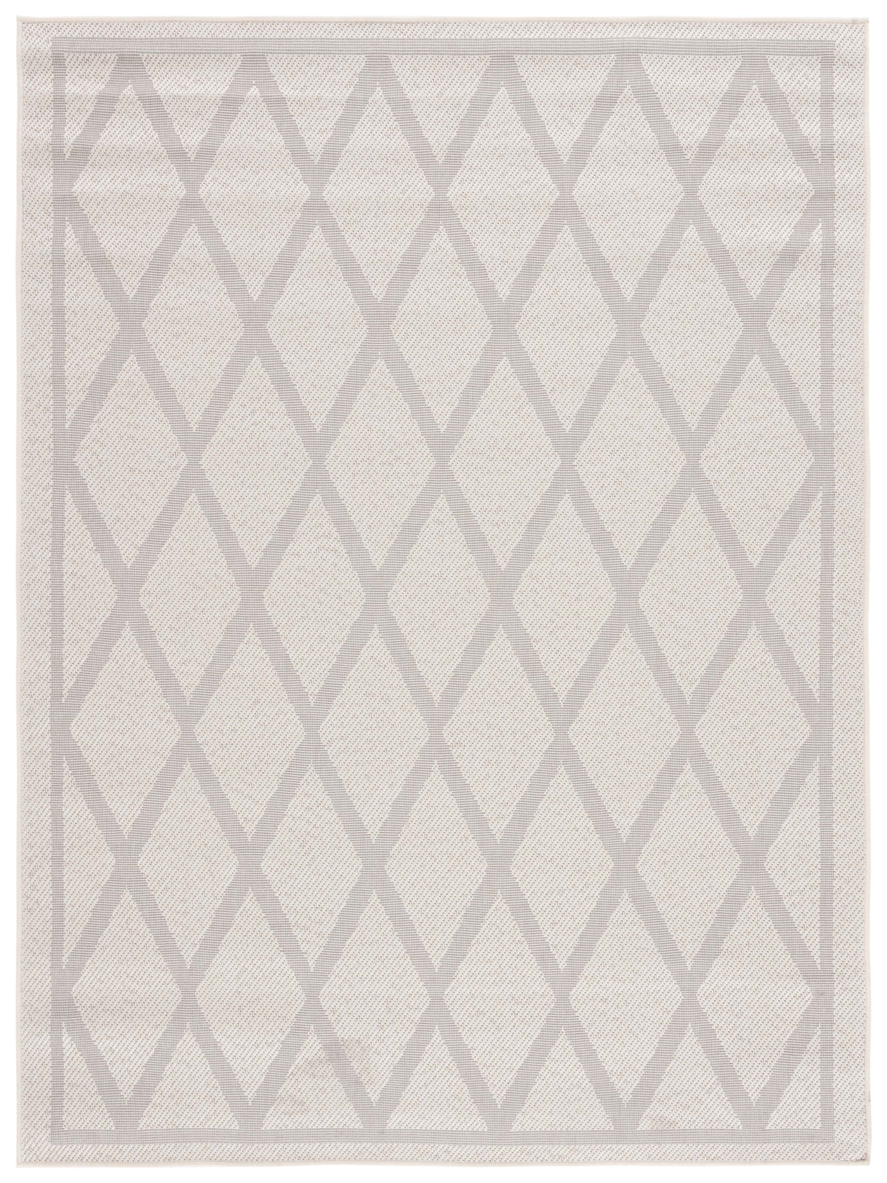 SAFAVIEH Martha Stewart Geometric Indoor/Outdoor Area Rug, Ivory/Light Grey, 5'1" x 7'